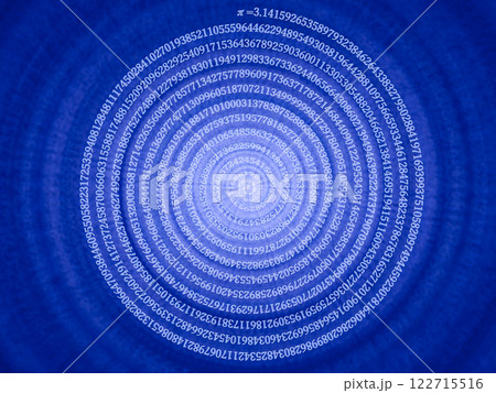 渦を巻きながら光る円周率の3DCG背景 122715516