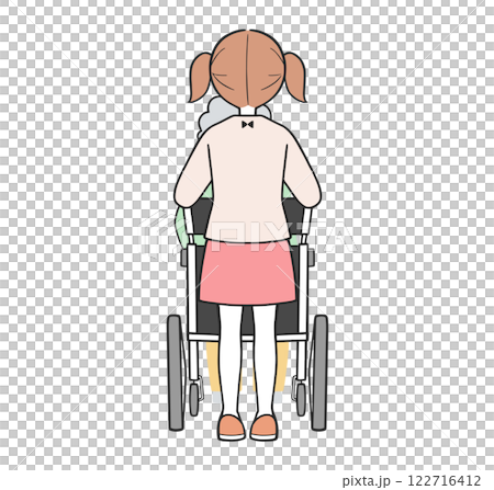 ヤングケアラー 車椅子を押す子供のイラスト ヤングケアラー 車椅子を押す子供のイラスト 122716412