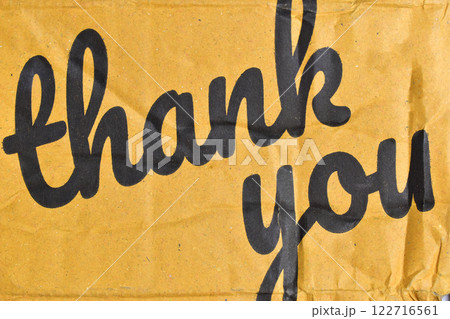 thank you wording on cardboard box texture background thank you wording on cardboard box texture background 122716561