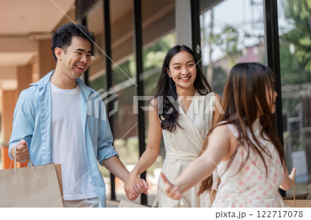 Family shopping day in the city joyful moments outdoor mall family bonding bright day happiness in every step Family shopping day in the city joyful moments outdoor mall family bonding bright day happiness in every step 122717078
