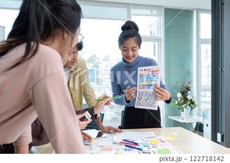 Creative team brainstorming meeting plans for group problem solving ideas, creative teamwork to develop mobile apps, ux, Ui, small business startup. Creative team brainstorming meeting plans for group problem solving ideas, creative teamwork to develop mobile apps, ux, Ui, small business startup. 122718142