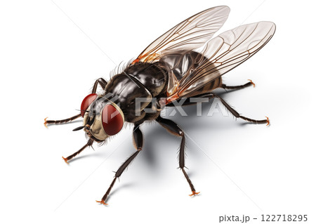 Close up of housefly Insect isolated on white background. fly 122718295
