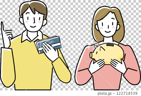 Upper body of a young couple managing their money 122718539