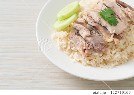 Hainanese Chicken Rice or steamed rice with chicken Hainanese Chicken Rice or steamed rice with chicken 122719169