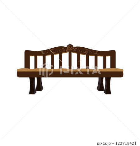 シックな木製の、バラがデザインされたベンチのイラスト 122719421