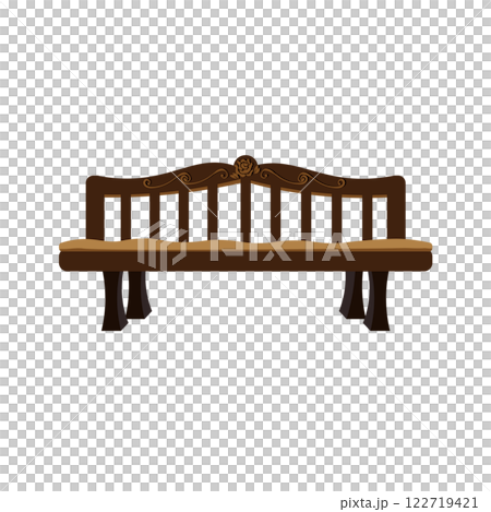 シックな木製の、バラがデザインされたベンチのイラスト 122719421