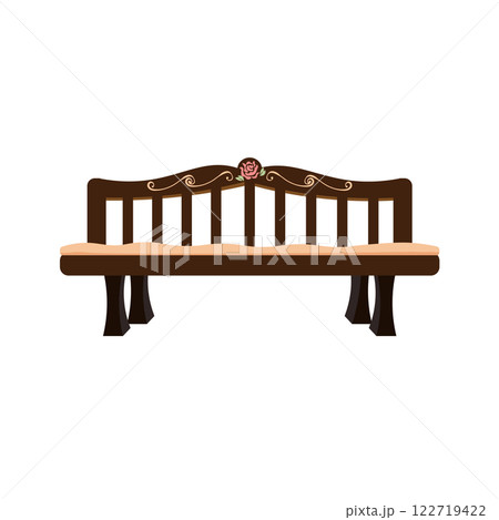 薔薇が描かれた木製のベンチのイラスト 122719422