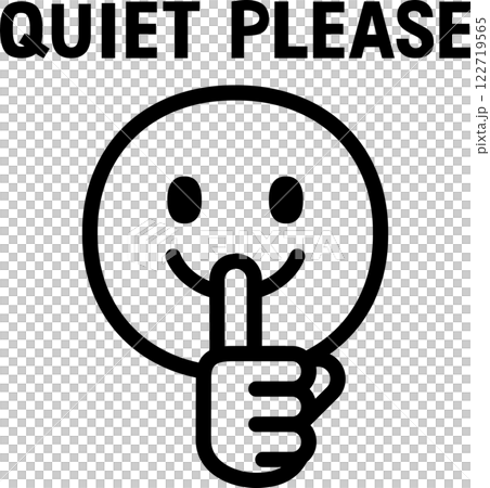 A mark of an index finger over the mouth and the words QUIET PLEASE A mark of an index finger over the mouth and the words QUIET PLEASE 122719565