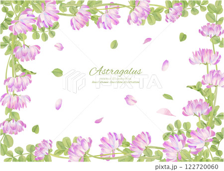 水彩で描いたレンゲソウのフレーム素材 122720060
