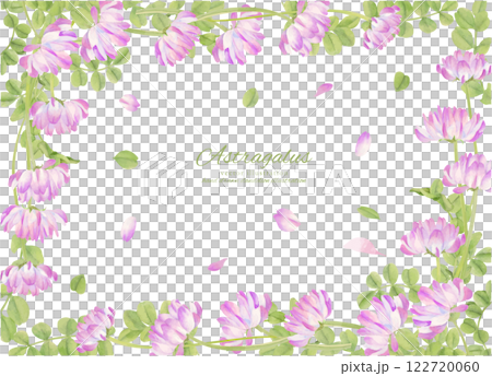 水彩で描いたレンゲソウのフレーム素材 122720060