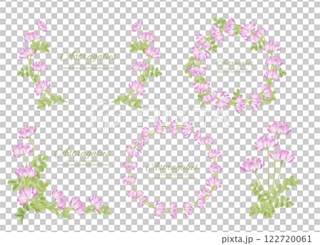 Watercolor frame material set of lotus flower 122720061