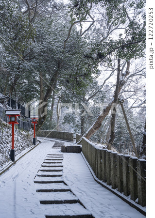 冬の鞍馬寺 九十九折参道 石段と灯篭 冬の鞍馬寺 九十九折参道 石段と灯篭 122720253