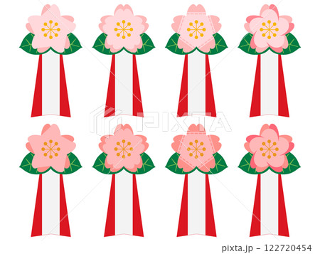 桜の花と葉の大きな胸章リボン 桜の花と葉の大きな胸章リボン 122720454
