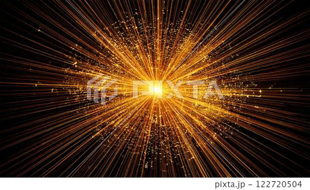 金色に光る力強く勢いのある集中線 金色に光る力強く勢いのある集中線 122720504