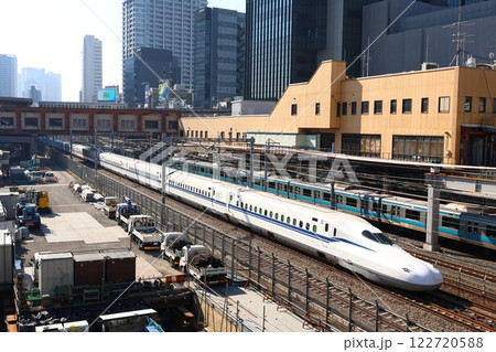 東京都心のビル街を走る、東海道新幹線・山陽新幹線のN700S「のぞみ・ひかり・こだま」 東京都心のビル街を走る、東海道新幹線・山陽新幹線のN700S「のぞみ・ひかり・こだま」 122720588