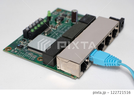 スイッチングハブデバイスとRJ45ネットワークコネクター 122721516