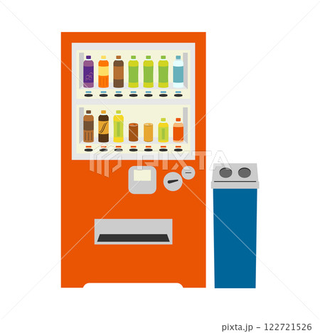 シンプルな自動販売機と空き缶入れのイラスト 122721526