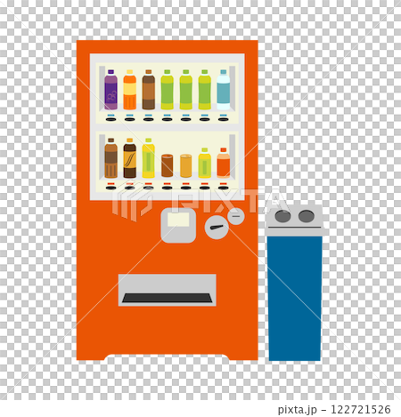 シンプルな自動販売機と空き缶入れのイラスト 122721526