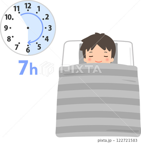 11時から6時まで7時間睡眠をとる男性 122721583