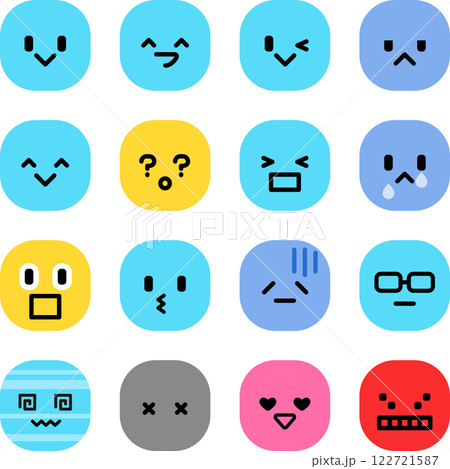 絵文字風の表情アイコンセット 122721587