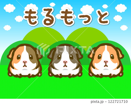 かわいい3匹のモルモットのイラスト素材 かわいい3匹のモルモットのイラスト素材 122721710