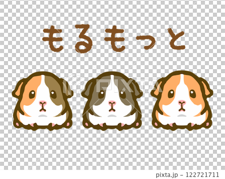 かわいい3匹のモルモットのイラスト素材2 122721711