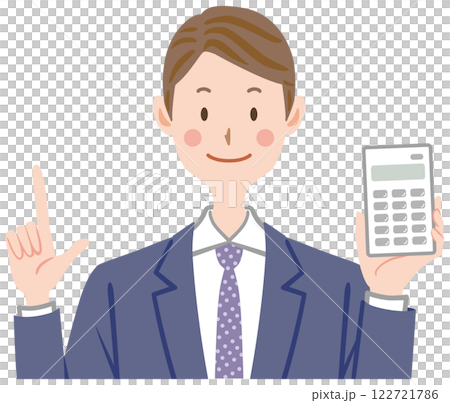 電卓を持つビジネスマンのイラスト 122721786