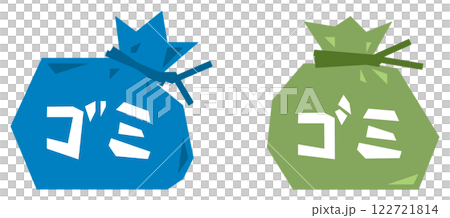 Illustration of burnable and non-burnable trash placed in a dust bag 122721814