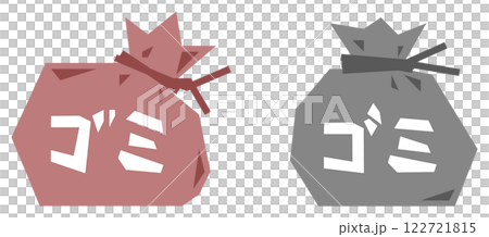 Illustration of burnable and non-burnable trash placed in a dust bag 122721815