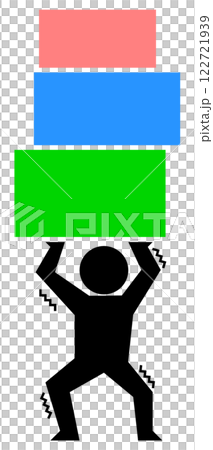 Illustration of a person struggling with the burden of taxes and debt 122721939