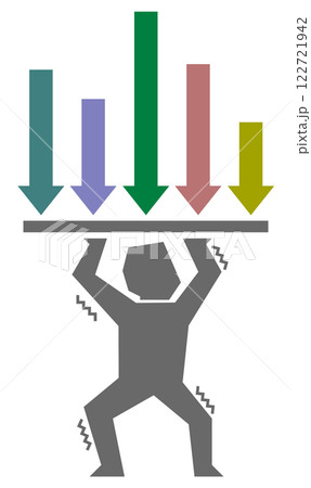 税金や借金の重荷に苦しんで限界になる人物のイラスト 税金や借金の重荷に苦しんで限界になる人物のイラスト 122721942