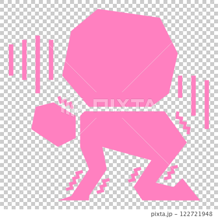 Illustration of a person struggling with the burden of taxes and debt 122721948