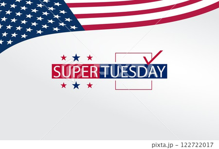 Super Tuesday logo designed with the American flag emphasizing a key event in the electoral process of the U.S. Super Tuesday logo designed with the American flag emphasizing a key event in the electoral process of the U.S. 122722017