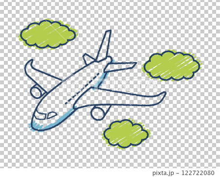 手書き風空を飛んでいる飛行機のイラスト 手書き風空を飛んでいる飛行機のイラスト 122722080