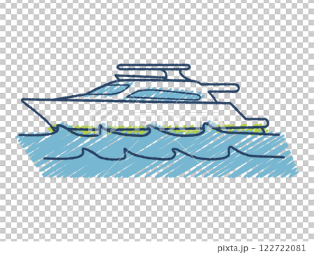 手繪插畫一艘在海上航行的船 122722081