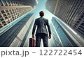高層ビルを見上げる新入社員、ビジネスマン,オフィスビル,ローアングル 122722454