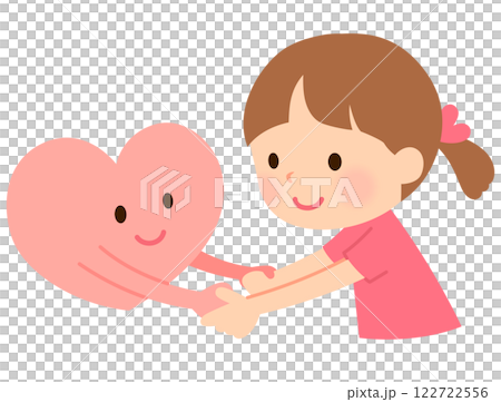 ハートと手をつなぐ女の子　子どものこころ　メンタルケア 122722556