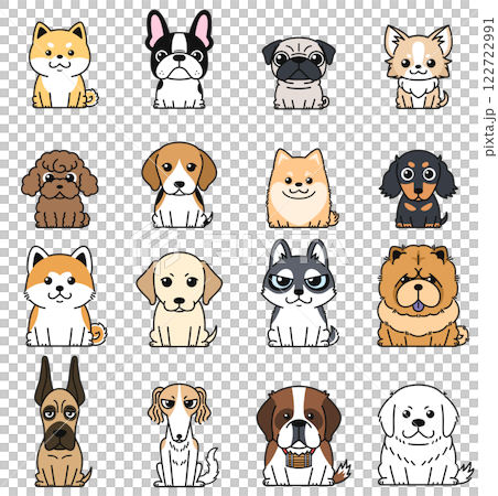 お座りをする犬のイラストセットのイラスト素材 [122722991] - PIXTA