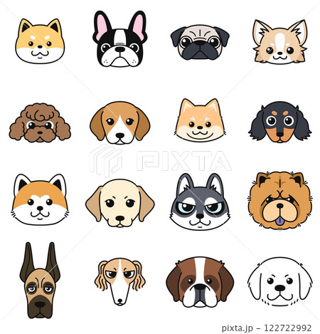 犬の顔のイラストセット 122722992