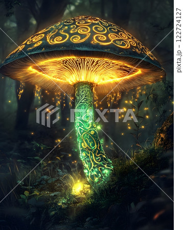 magic mushroom in the night	 122724127