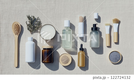Eco-friendly spa products laid out for a sustainable and elegant Valentines Day experience emphasizing reusable packaging and organic skincare Eco-friendly spa products laid out for a sustainable and elegant Valentines Day experience emphasizing reusable packaging and organic skincare 122724132