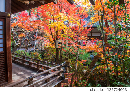 Eikando temple architect by coloful foliage garden in autumn, Kyoto 122724668