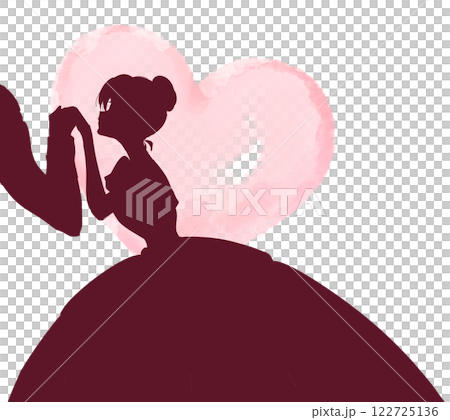 手をとられるお姫様 影絵 ハート 手をとられるお姫様 影絵 ハート 122725136