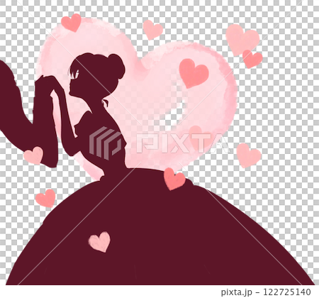 手をとられるお姫様　影絵　ハートいっぱい 122725140