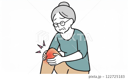 膝痛に苦しむ老人 122725183