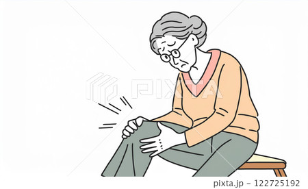 膝痛に苦しむ老人 122725192
