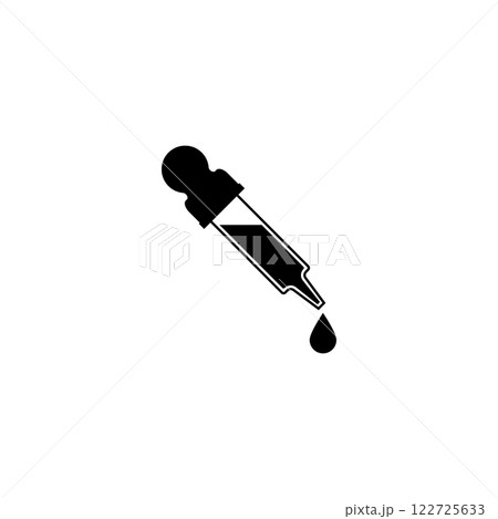 Pipette dropper icon with a drop. Vector illustration and clipart on white background. 122725633