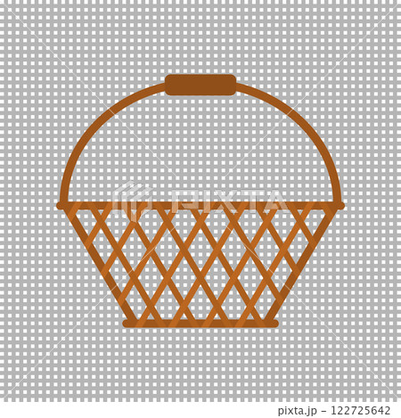 Empty transparent wicker basket with handle. Vector illustration.  122725642