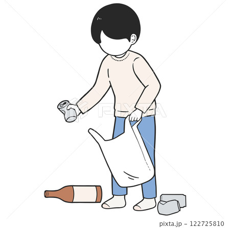 ヤングケアラー 室内の空き缶を拾う子供のイラスト 表情なしバージョン ヤングケアラー 室内の空き缶を拾う子供のイラスト 表情なしバージョン 122725810