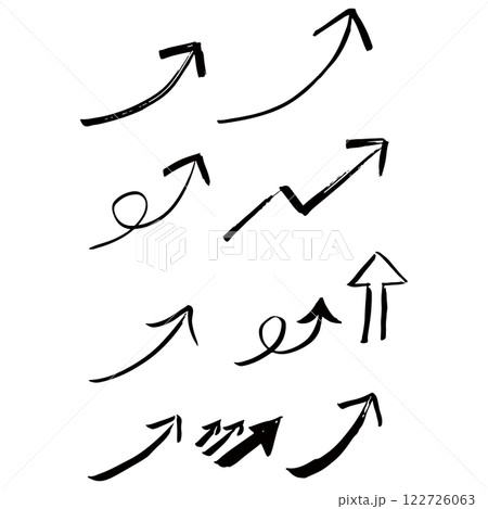 右肩上がりの黒色の矢印のイラスト素材 ベクター 右肩上がりの黒色の矢印のイラスト素材 ベクター 122726063